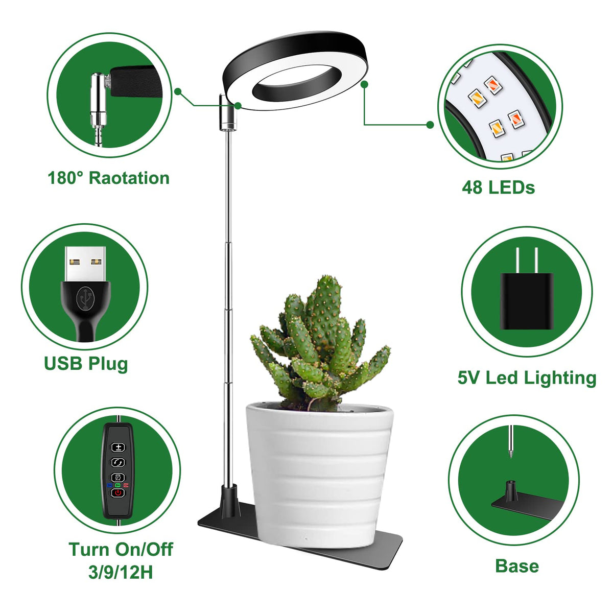 Aokrean Halo Grow Light offers 3 spectrums for versatile growth needs.