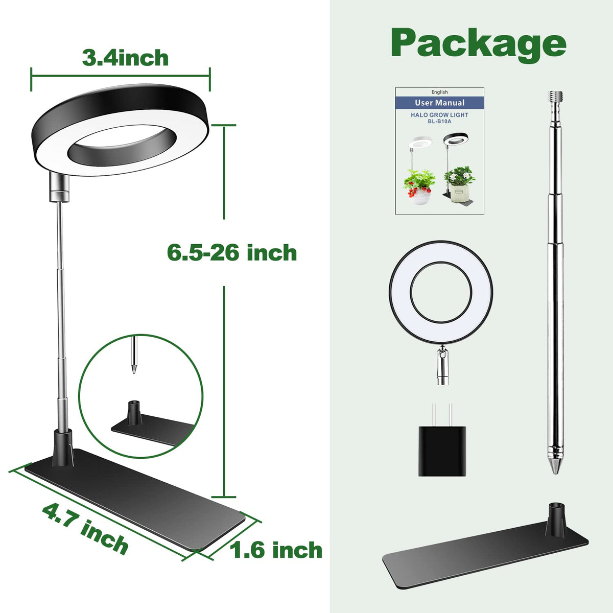 Aokrean Indoor-use grow light suits small spaces and decor.