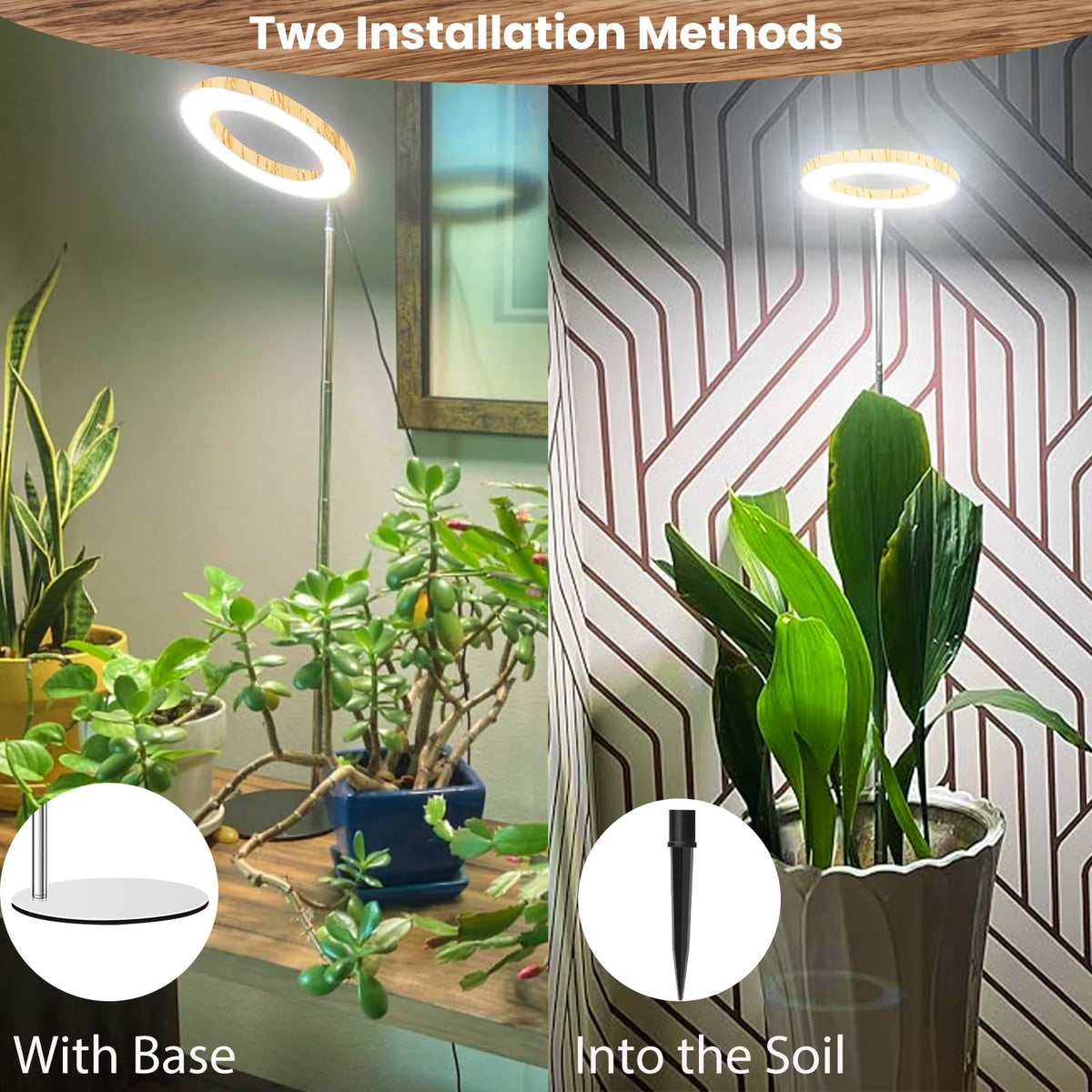 Aokrean Plant Grow Light adjustable pole raises to suit plants.