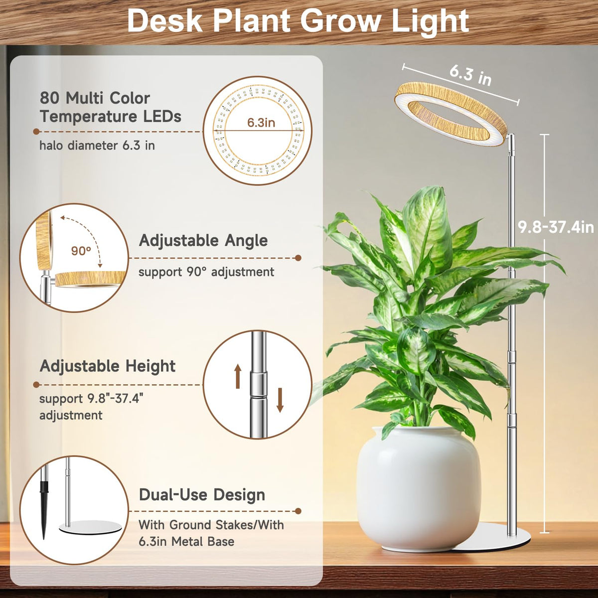 Aokrean Plant Grow Light auto timer ensures consistent daily lighting.