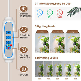 Aokrean Plant Grow Light wood grain design adds durable style.