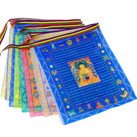 Aolamegs outdoor satin Lungta prayer flags fluttering for serene garden spaces.
