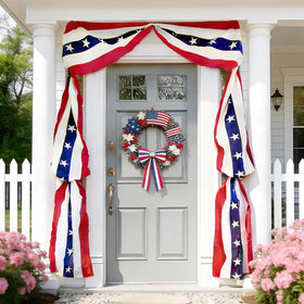 AOLIUP patriotic bunting banner on the front door adds curb appeal for Independence Day