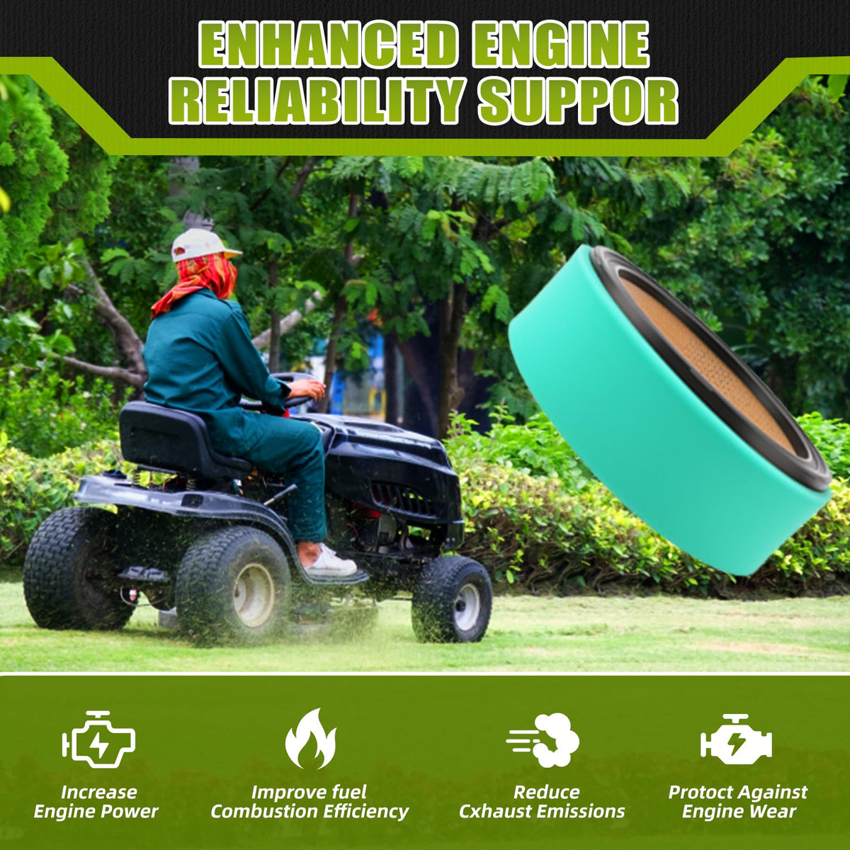 AOLKKSI John Deere compatible filter for sturdy lawn tractors