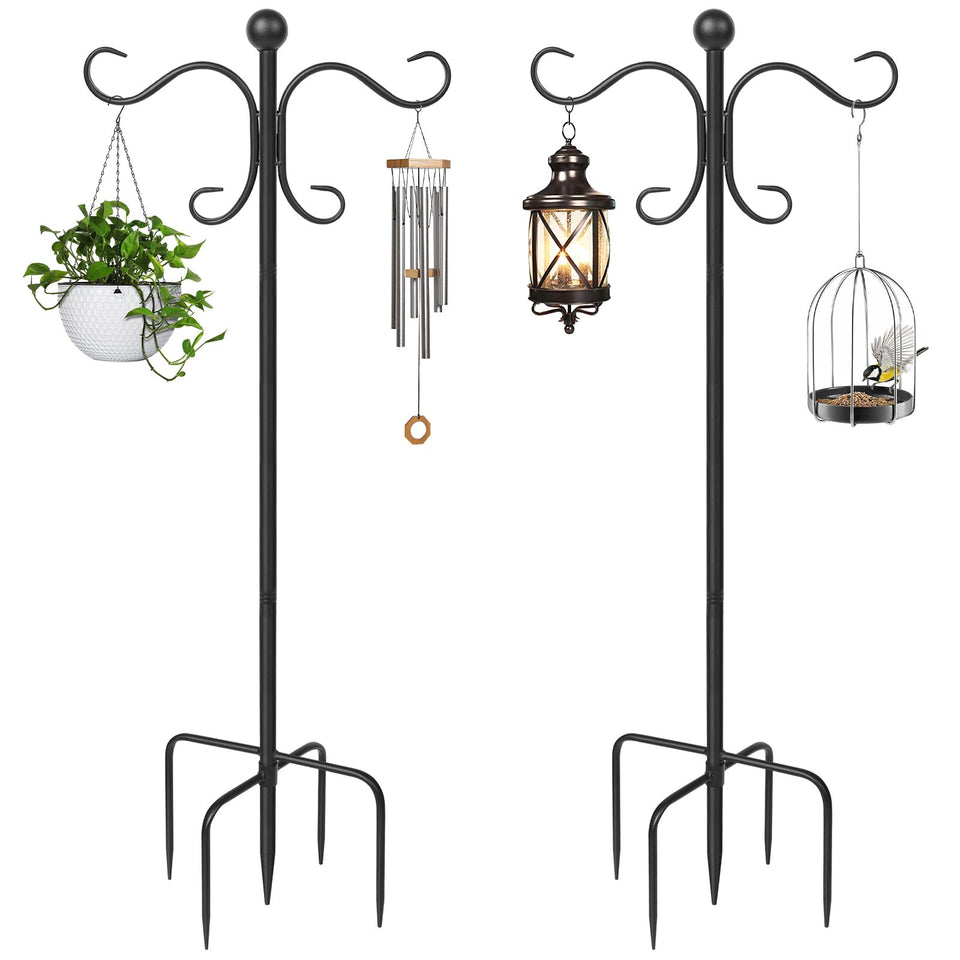 AOMGD double shepherd hooks showcase two hanging options for feeders and lanterns.