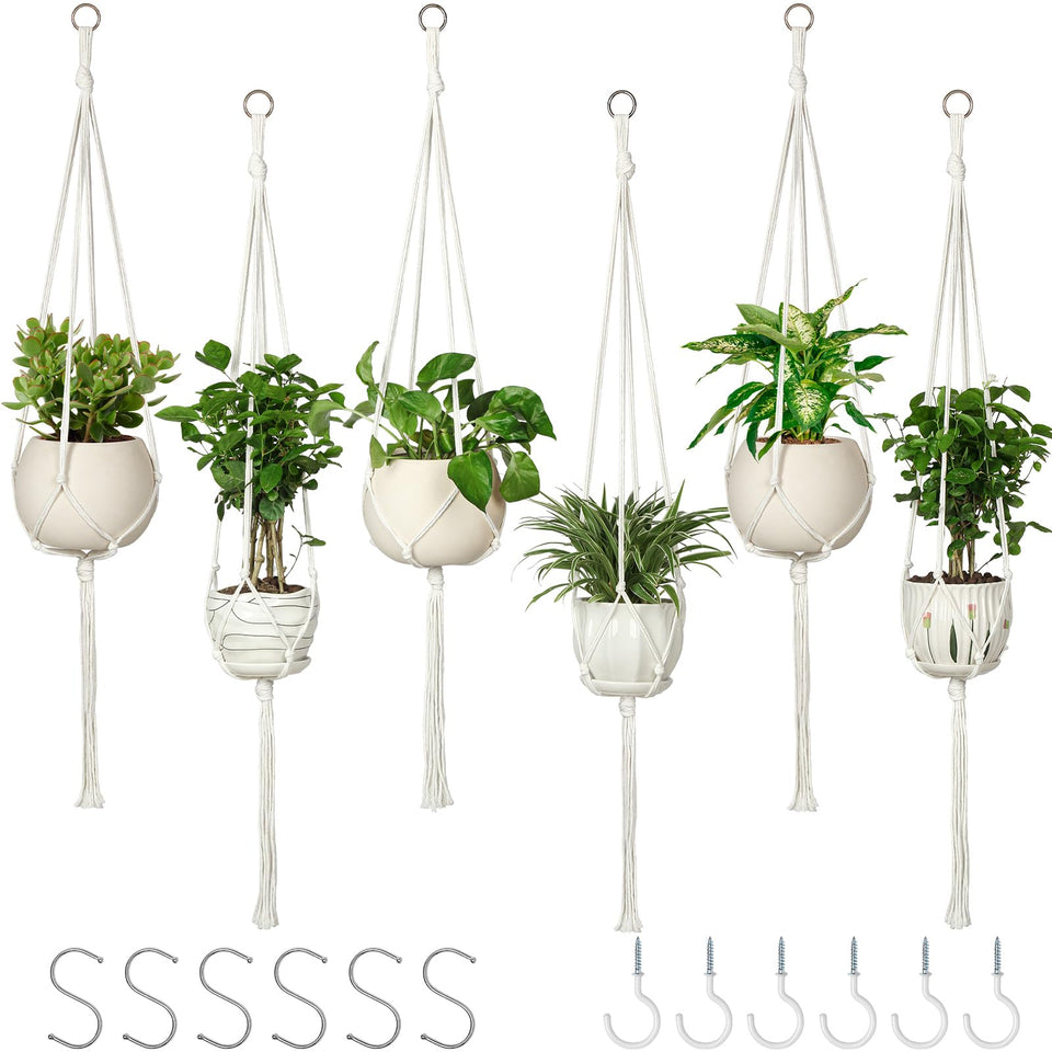 AOMGD macrame plant hanger in ivory with 43 inch reach for indoor decor
