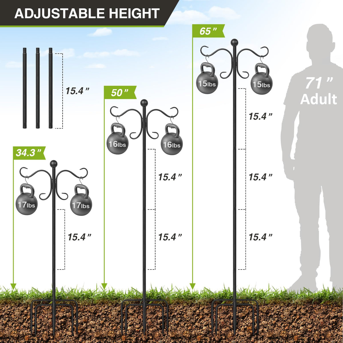 AOMGD three-quarter-inch steel pole provides sturdy outdoor support.