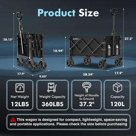 AOMIA collapsible wagon folded state demonstrates compact storage for small trunks.