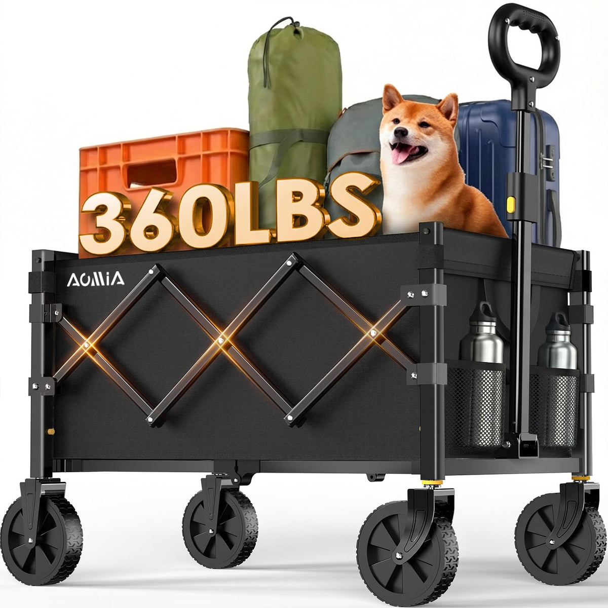 AOMIA collapsible wagon frame steel shows strength for heavy loads.