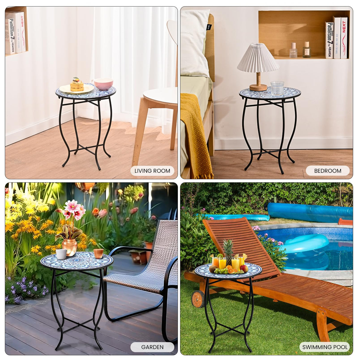 Aonagi 17-inch height end table suitable for living rooms and patios.