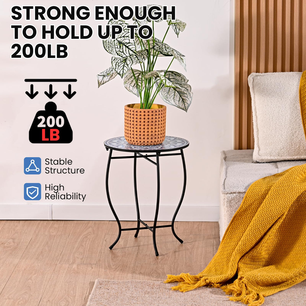Aonagi sturdy metal surface supports drinks and decor safely.