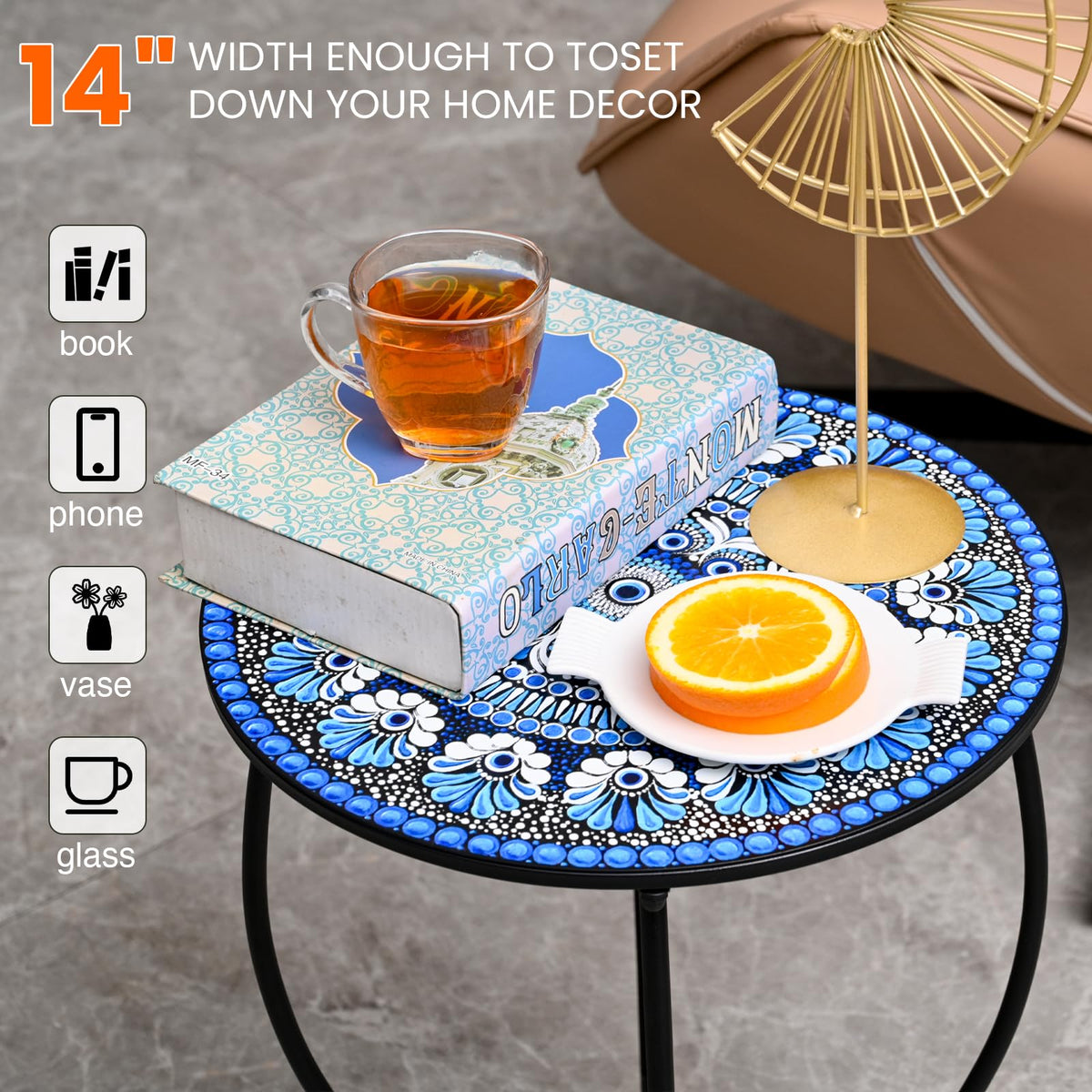 Aonagi round plant stand on a sturdy metal frame, suitable for indoor or balcony use.