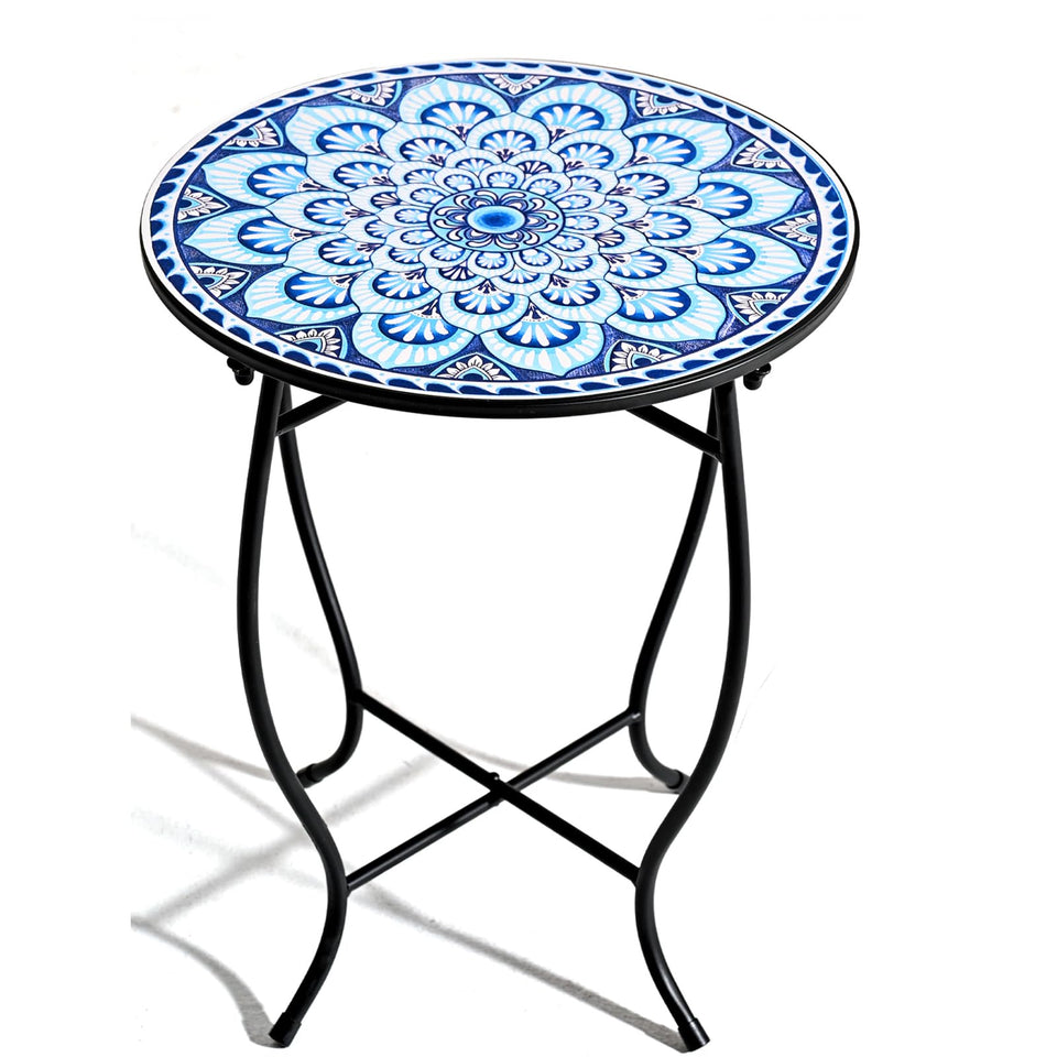 Aonagi round side table outdoors for patio lounging; weather-resistant finish.