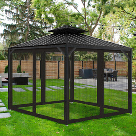 Aonear four-panel net for 10x10 gazebos fits many setups.