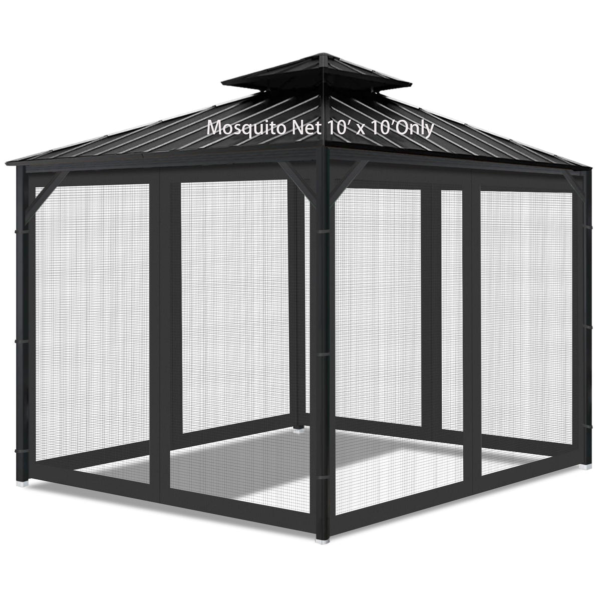 Aonear gazebo mosquito netting four-panel setup protects outdoor gatherings from bugs.