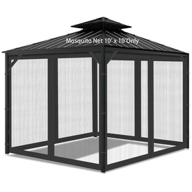 Aonear gazebo mosquito netting four-panel setup protects outdoor gatherings from bugs.