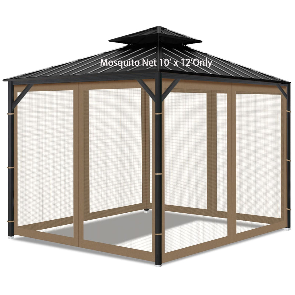 Aonear gazebo mosquito netting with four panels protects gatherings outdoors.