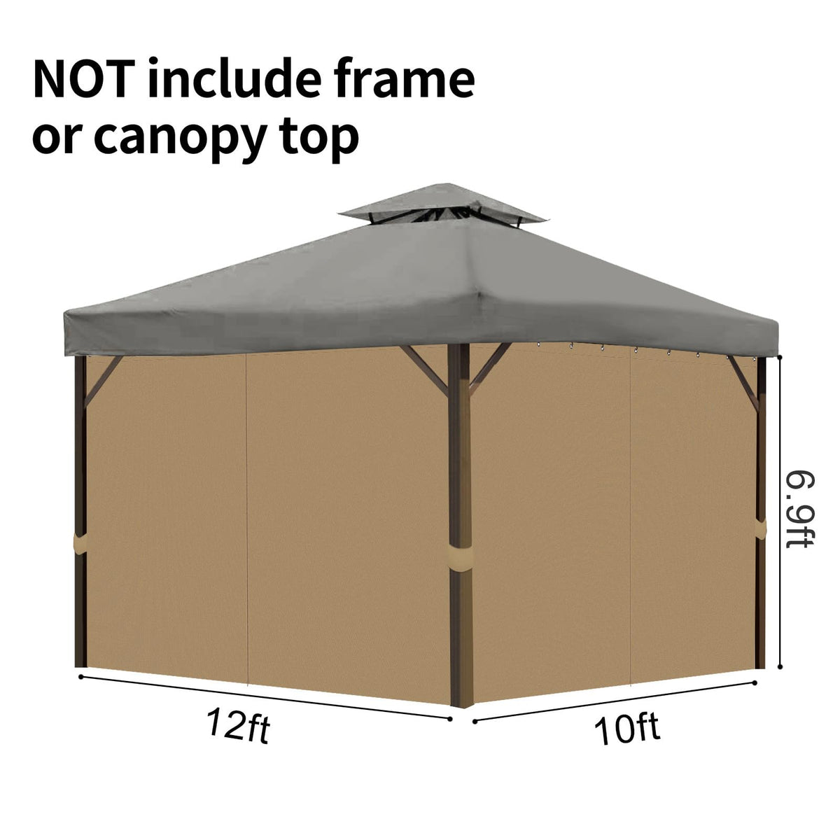 Aonear Gazebo privacy curtains showing double-sided zipper access for inside-out use.