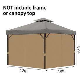 Aonear Gazebo privacy curtains showing double-sided zipper access for inside-out use.