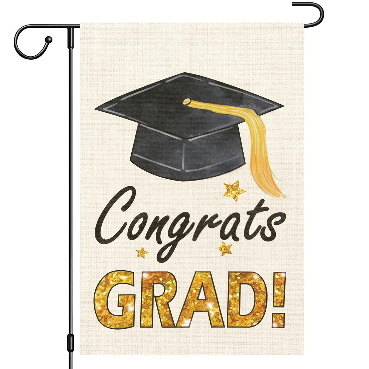 AONSOULE graduation flag front view with congrats grad design for curbside display.