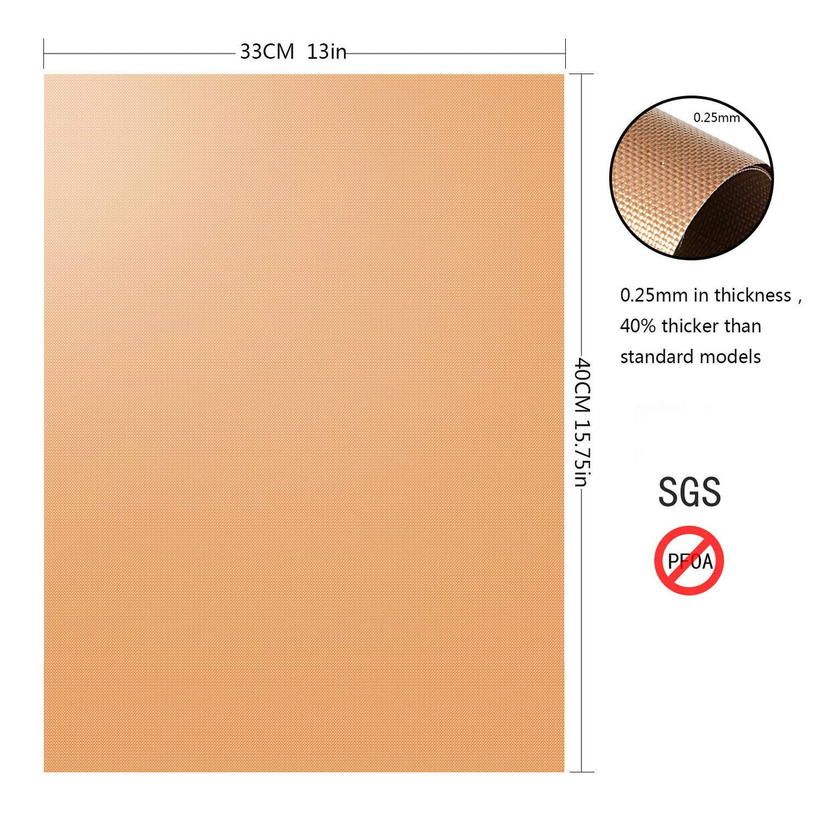 Closeup of Aoocan copper grill mat; copper color and heat resistance shown.