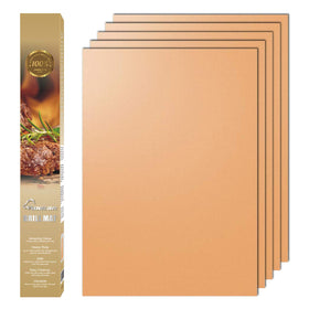 Aoocan copper grill mat on a hot grill; smooth cooking with no sticking.