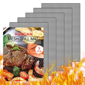 Aoocan grill mesh mat 5-pack provides even heat and easy cleanup.