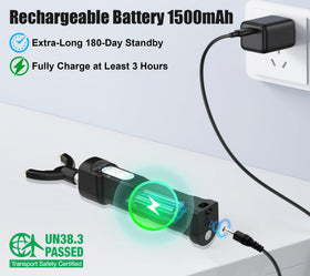 Aooccder rechargeable cattle prod with long-lasting battery.