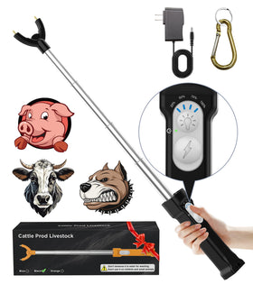 Aooccder cattle prod with retractable design for easy handling and storage.