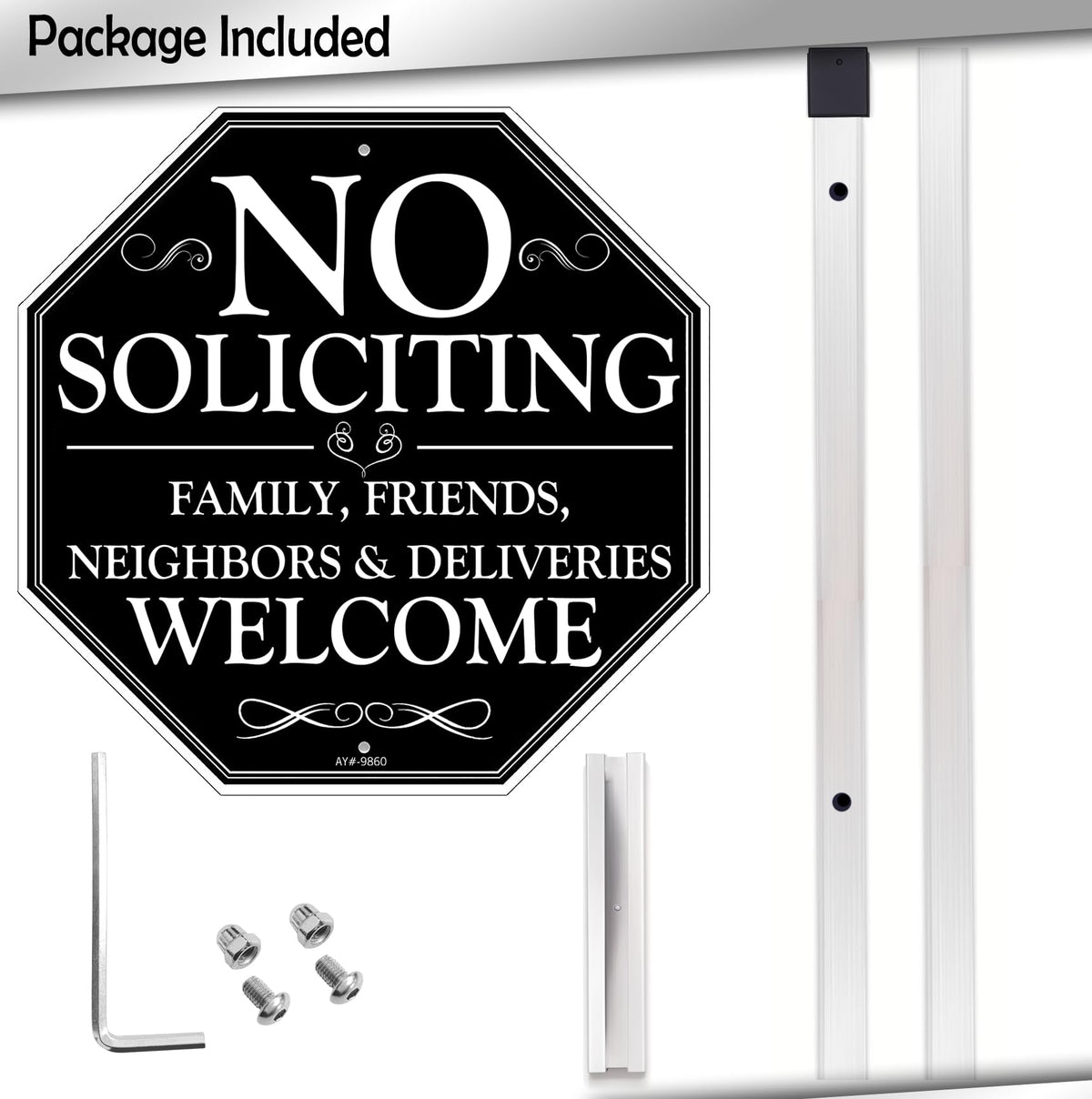 Clear messaging from AOOCY No Soliciting Sign with high visibility text