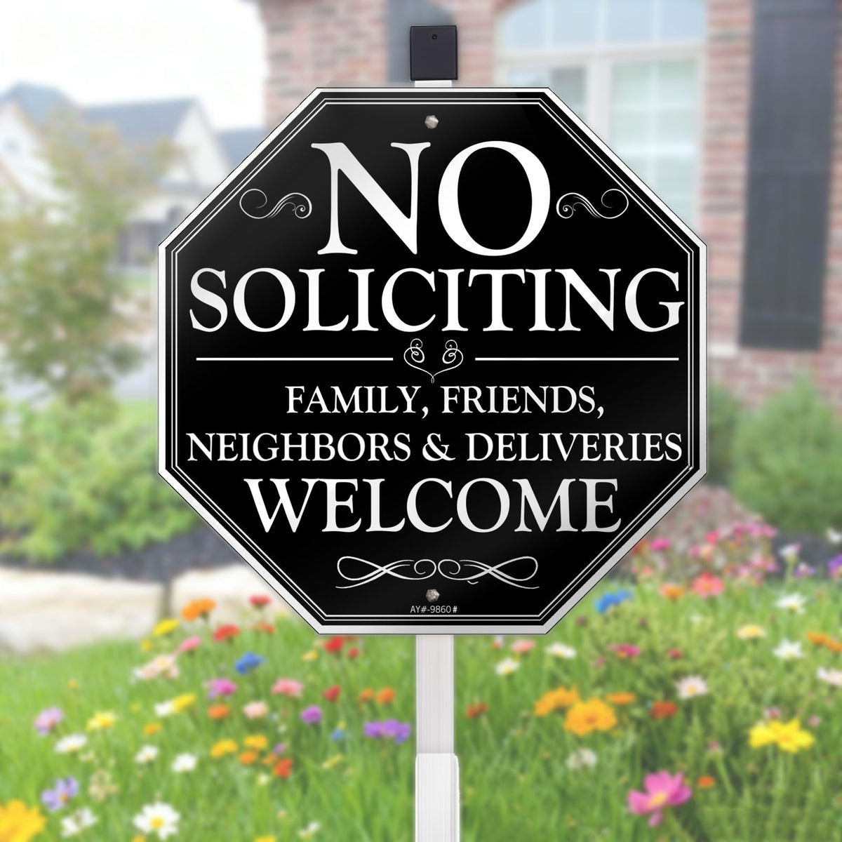 AOOCY No Soliciting Sign on house front, 10x28 inches, deterring unwanted visits