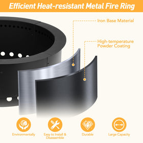 Aoodor fire ring disassembled for easy storage and transport.