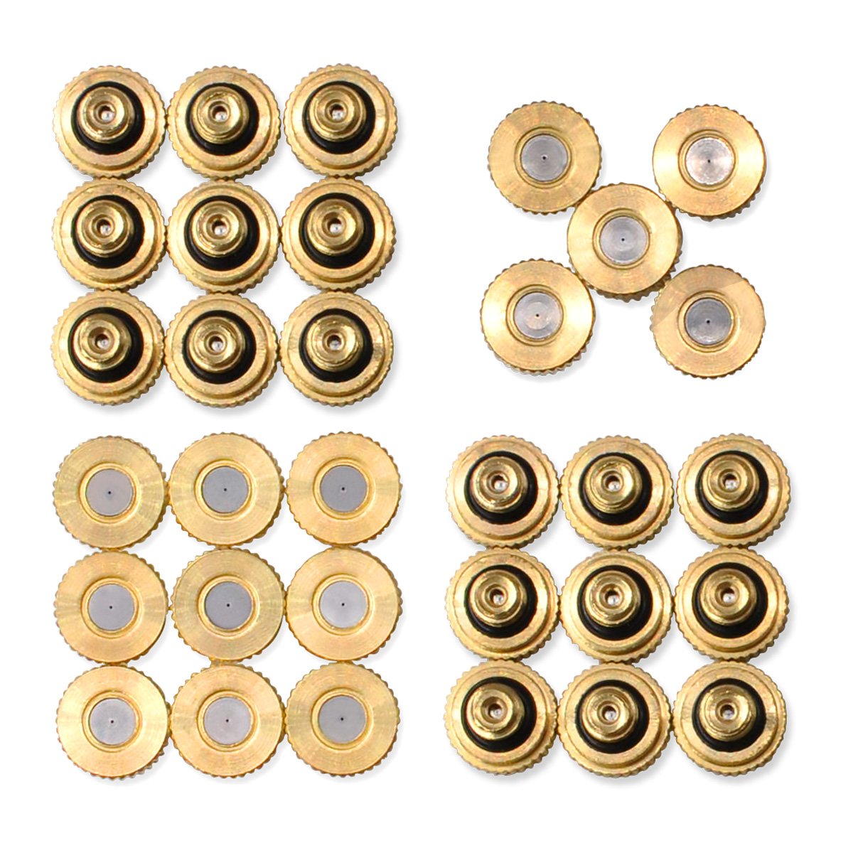 Aootech brass misting nozzle in outdoor cooling setup delivering refreshing mist.