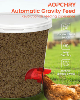 Aopchry no-waste feeding design promotes cleaner coop and reduced spill.