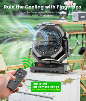 Aopircs Camping Misting Fan four-speed settings for personalized breeze.