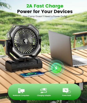 Aopircs Camping Misting Fan angle adjustment for precise airflow.