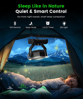 Aopircs Camping Misting Fan 24000mAh battery powering outdoor cooling.