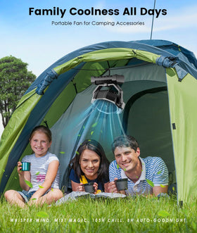 Aopircs Camping Misting Fan hanging hook for tent or gear setup.