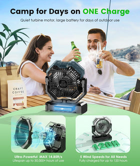 Aopircs Camping Misting Fan LED modes for adaptable lighting and ambiance.