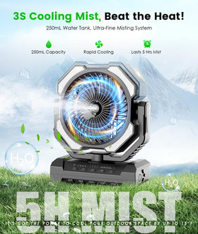 Aopircs Camping Misting Fan remote control for convenient operation up to 10 feet.