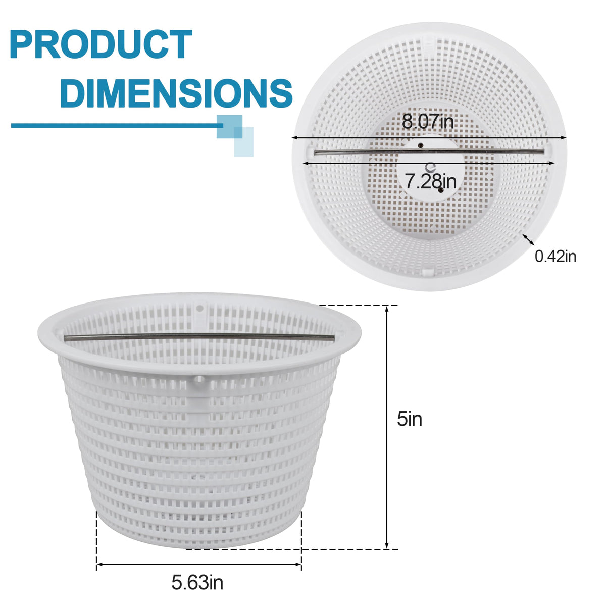 AOQIVIS 8in skimmer basket fits Pentair 08650-0007Z for efficient debris interception.