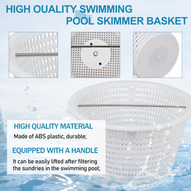 AOQIVIS durable white pool basket resists chlorine and deformation for long-term use.