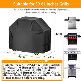 Aoretic grill cover on Nexgrill 6-burner shows secure windproof fit.