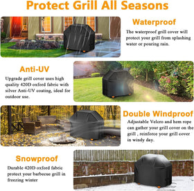 Aoretic grill cover adjustable straps detail for a snug fit.