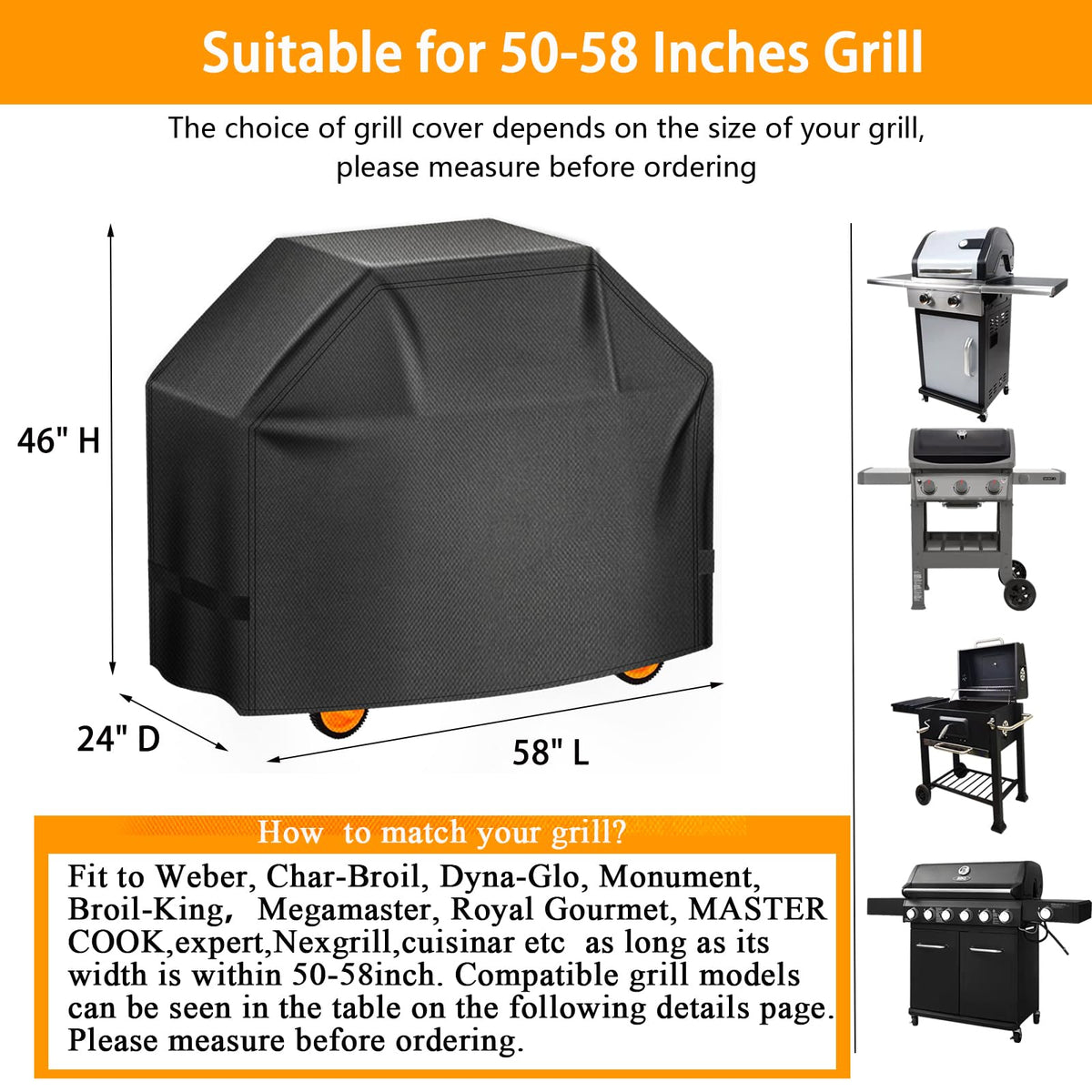 Aoretic Grill Cover features heavy-duty oxford fabric for outdoor durability