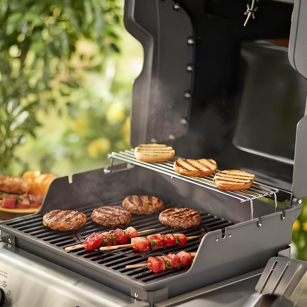AOREWTGGH 7641 quick-install warming rack shown on Weber Spirit