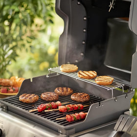 AOREWTGGH 7641 quick-install warming rack shown on Weber Spirit