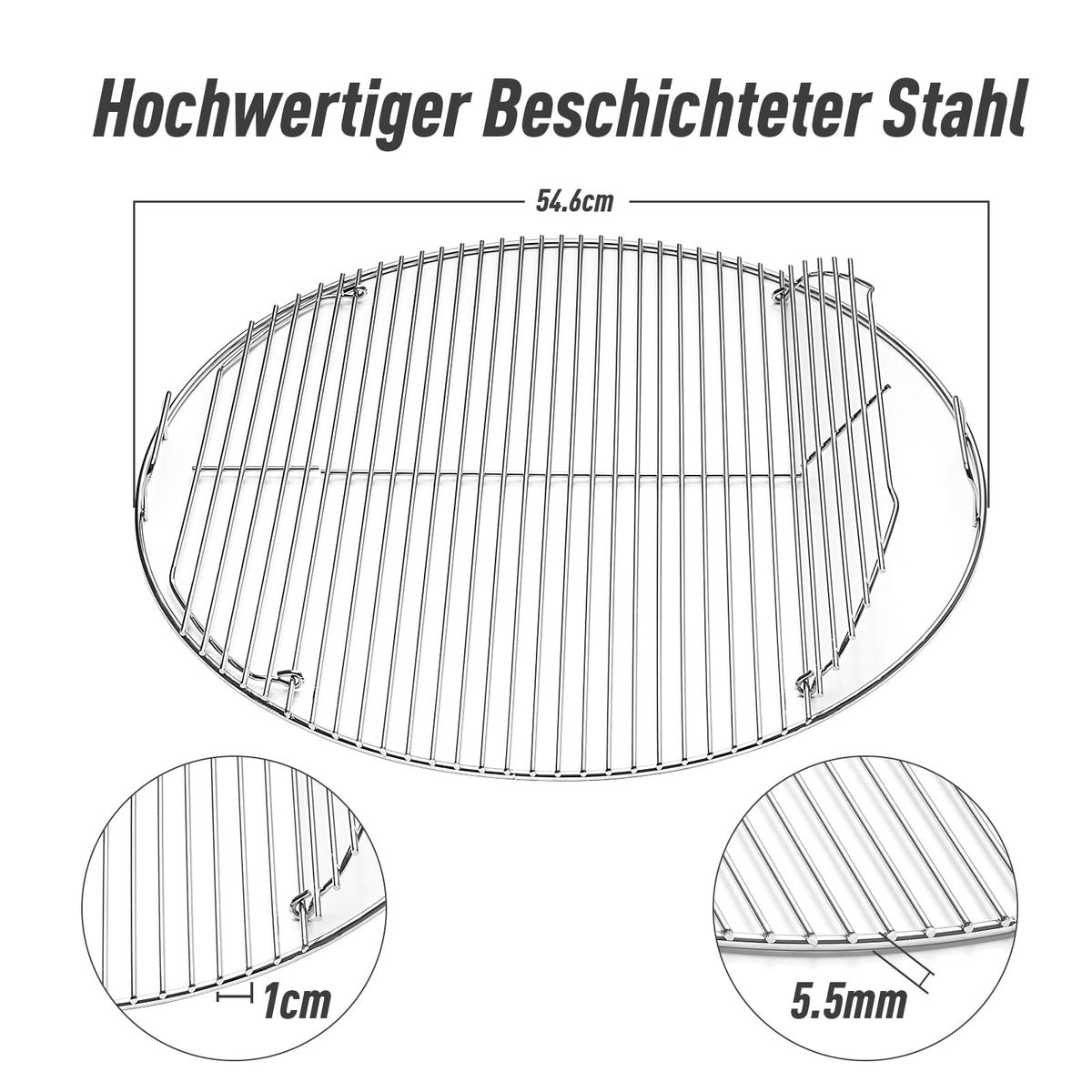 AOREWTGGH round stainless steel grate for durable, high-capacity grilling.