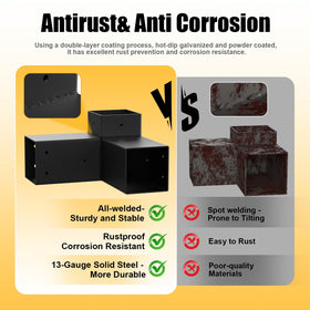 AOSTD 4-way corner bracket maximizes stability for larger gazebos.