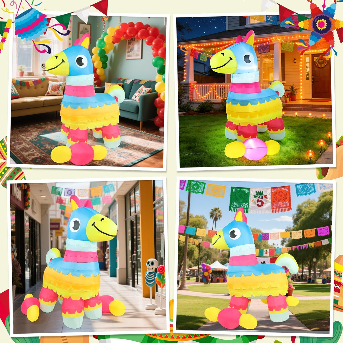 Nighttime decoration glow enhances Cinco de Mayo celebration outdoors